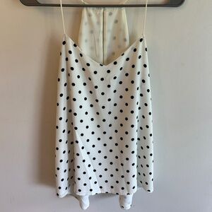 Express Women's Medium White with Black Polka Dot Spaghetti Strap Tank Top